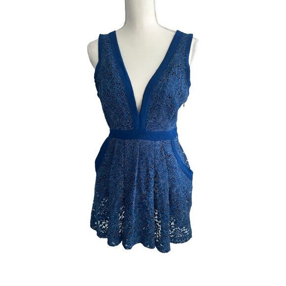 FREE PEOPLE Blue Lace Cutout Miji Dress Size Small - Picture 3 of 7